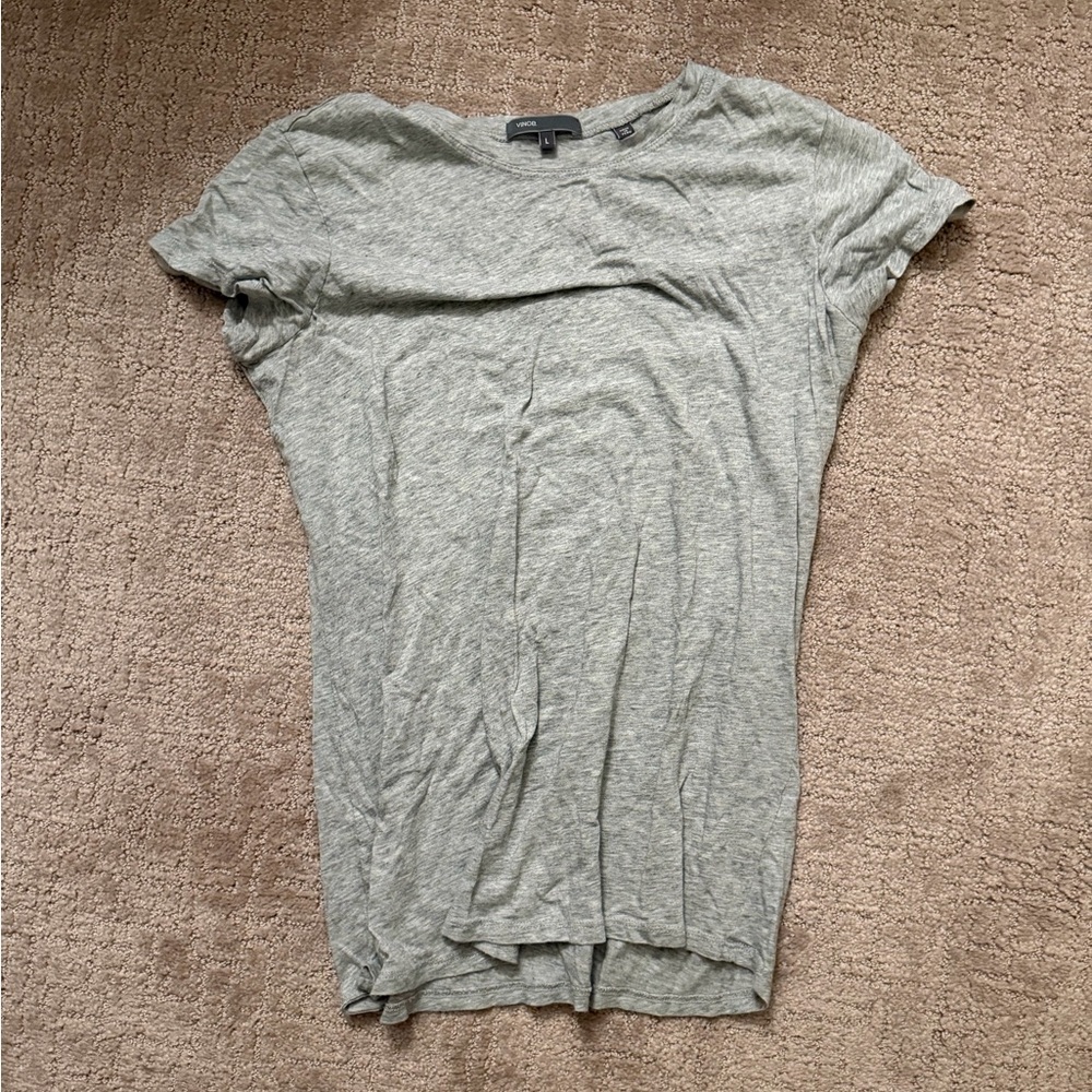 Vince Light Gray Short Sleeve Tee Cotton size L